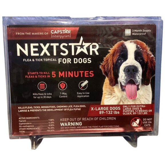 NextStar Flea & Tick Topical For X-Large Dogs 89-132 Lbs 3-Month Supply - Picture 2 of 4